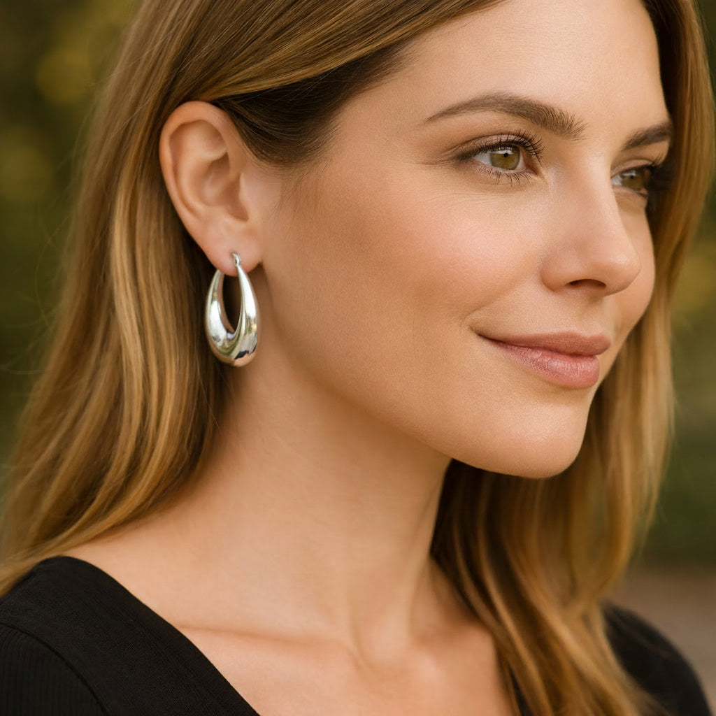 Zilveren Traan Oorbellen