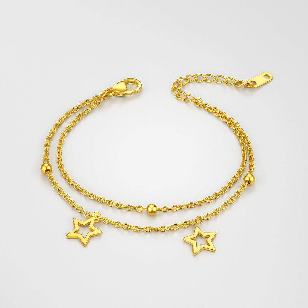 Armband met dubbele laag en holle gouden ster