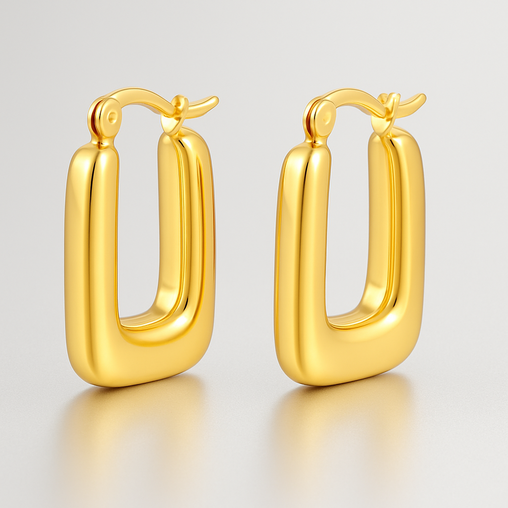 Gouden Rechthoek Oorbellen