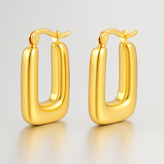 Gouden Rechthoek Oorbellen