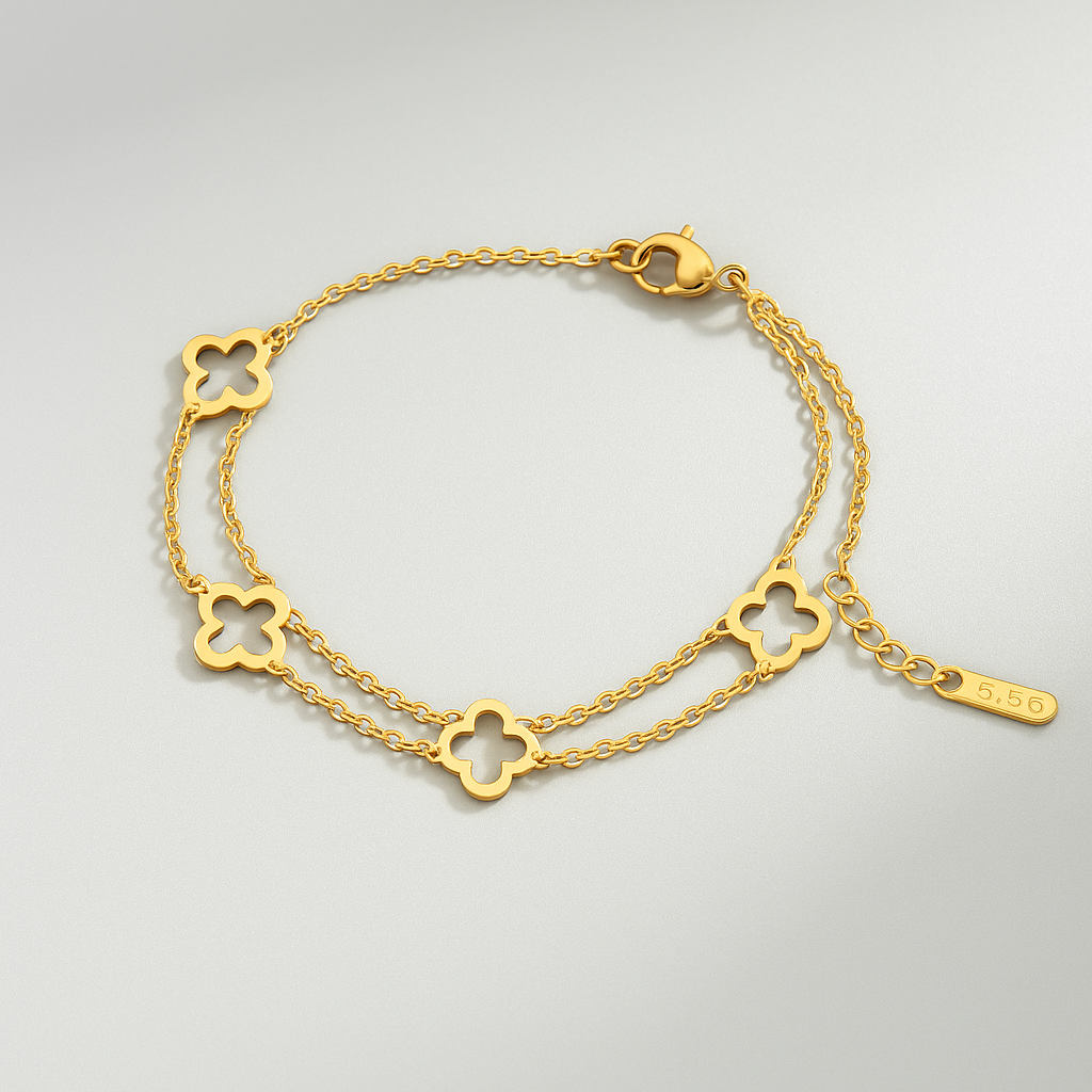 Gouden klaver armband