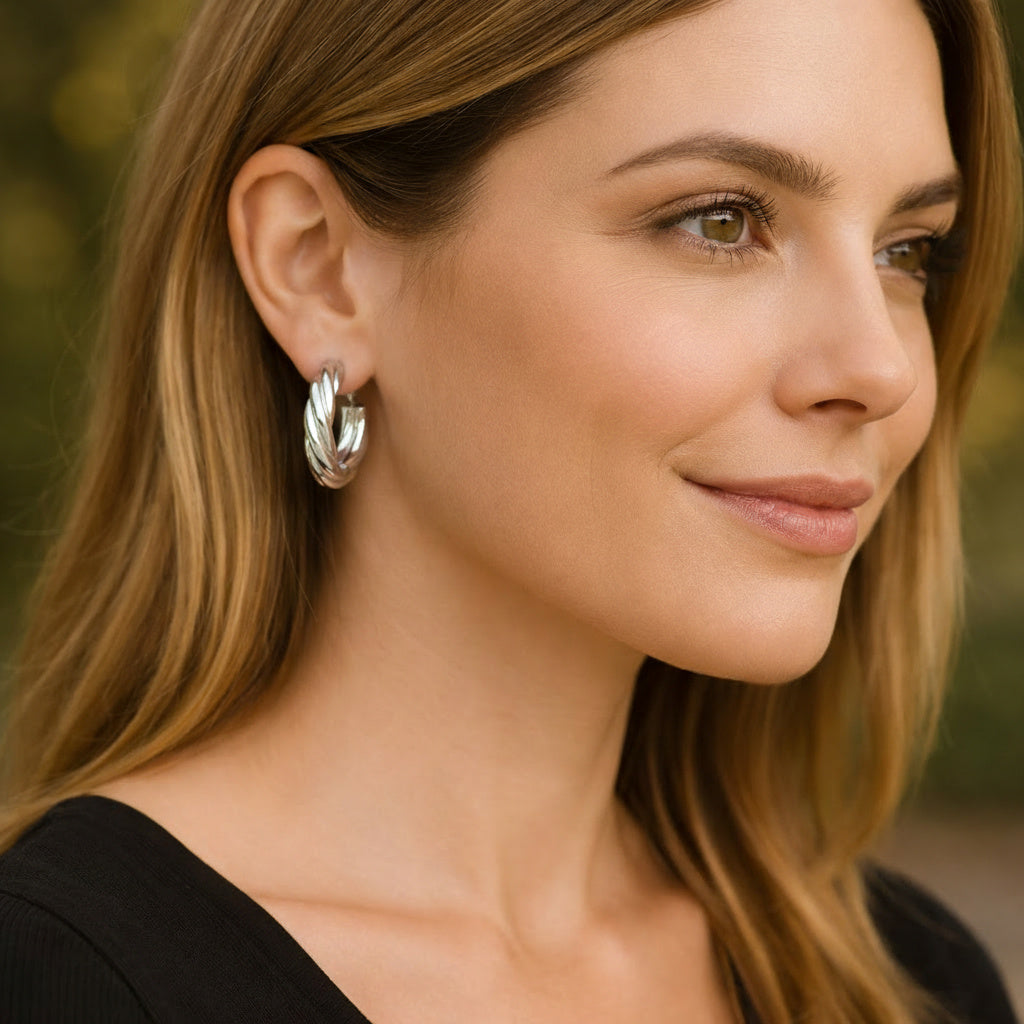 Zilveren Wervel Oorbellen