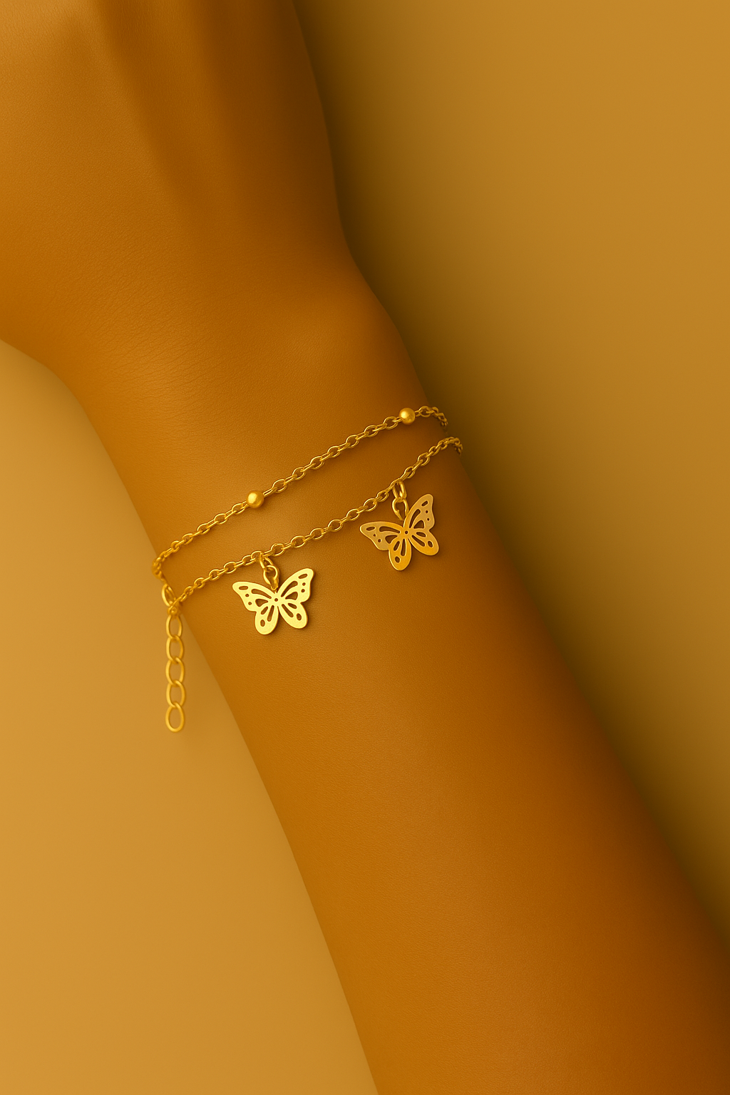 Goud-holle vlinder dubbellaagse armband