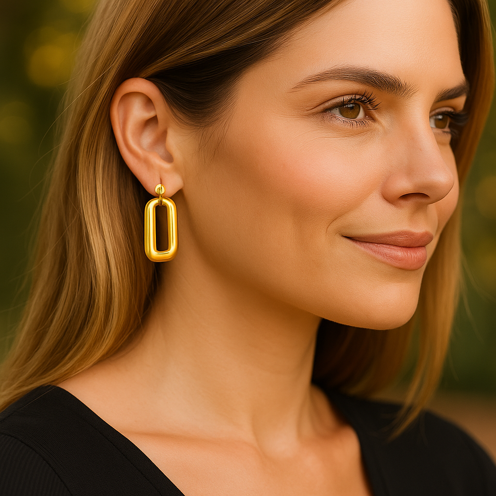 Gouden Rechthoek Oorbellen