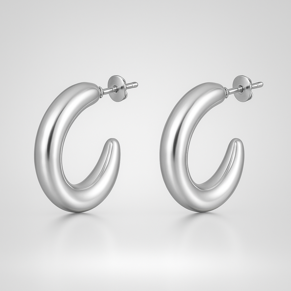 Zilveren Maanboog Oorbellen
