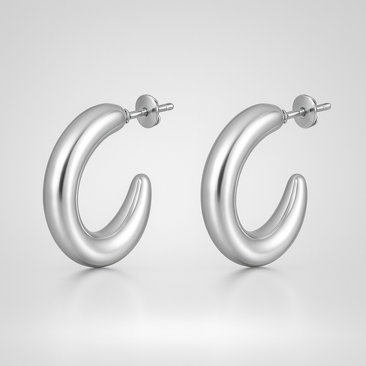 Zilveren Maanboog Oorbellen