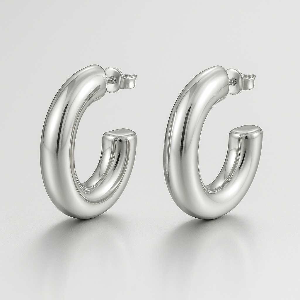 Zilveren Boog Oorbellen