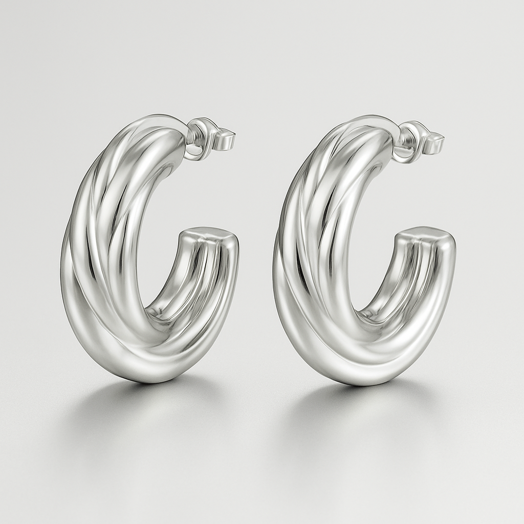 Zilveren Wervel Oorbellen