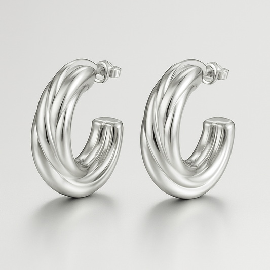 Zilveren Wervel Oorbellen